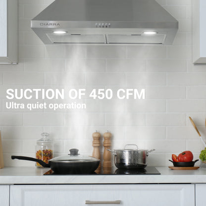 CIARRA Black Range Hood 30 inch Wall Mount Vent Hood Ductless Ducted Convertible CAB206P75