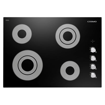 Cosmo 5 Piece Kitchen Appliance Package With 30" Electric Cooktop 24" Single Electric Wall Oven 30" Over-the-range Microwave French Door Refrigerator & 24" Built-in Fully Integrated Dishwasher