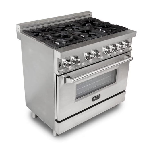 ZLINE 36 in. Professional 4.0 cu. ft. 4 Gas Burner/Electric Oven Range in Stainless Steel (RA36)