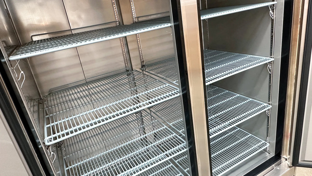NSF 55 in. 2-Door Reach In Commercial Freezer 47 Cu.Ft. Stainless Steel Freezer Solid Door C55F