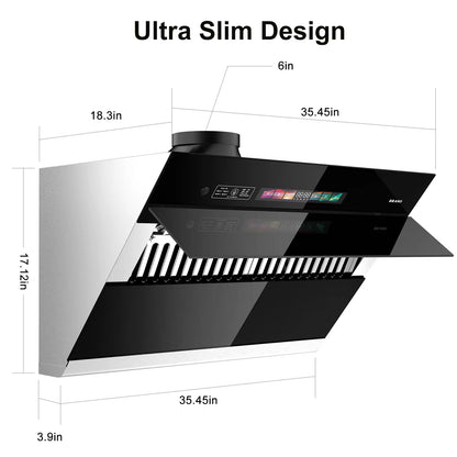 BRANO 30 inch Range Hood Stainless Steel Kitchen Hood, 900CFM, Voice/Gesture Sensing, Touch Control, Side-Draft Design