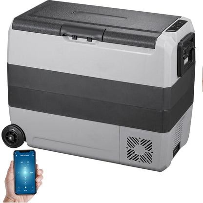 VEVOR Car Refrigerator 48Qt, Dual Zone Car Fridge Freezer12/24V DC & 110-240V AC Electric Compressor Cooler for Truck Vehicle RV