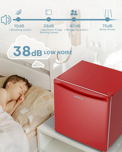 Upstreman 1.7 Cu.ft Mini Fridge with Freezer, Dorm Essentials, Adjustable Thermostat, Energy Saving, Low Noise, Single Door Compact Refrigerator for Dorm, Office, Bedroom, Blue-FR17
