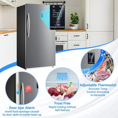 Smad 17.5 Cu ft Upright Freezer Large Capacity Fridge Refrigerator Frost Free Home Stainless Steel