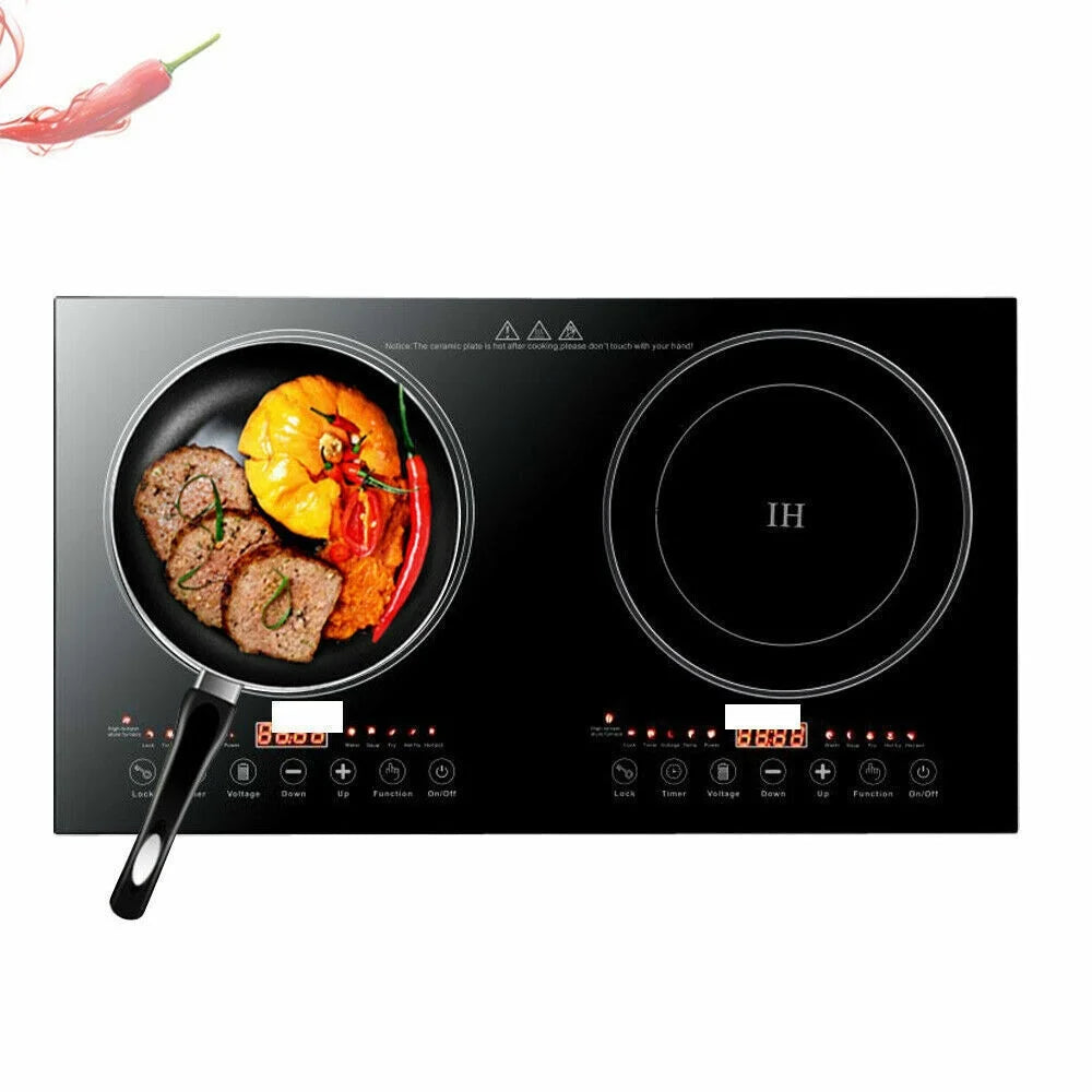 2400W 110V Electric 2-Burners Built in Dual Induction Cooking Cooker Cooktop Countertop
