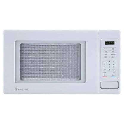 Open Box Magic Chef 0.9 Cubic Feet 900 Watt Stainless Microwave Oven, White