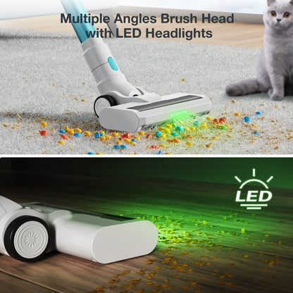 Lightweight Cordless Vacuum with Brushless Motor, 40 mins max runtime, Stick Vacuum for Hard Floor Carpet Pet Hair With Type-C Charging