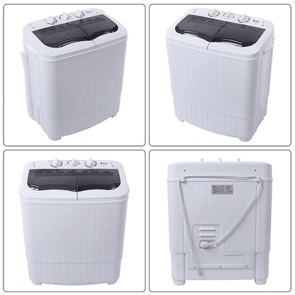 Compact Twin Tub with Built-in Drain Pump XPB35-188S 14.3(7.7 6.6)lbs Semi-automatic Gray Cover Washing Machine