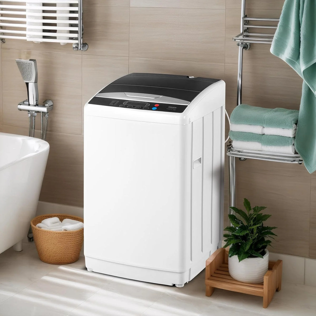 VINGLI 25LBS Full-Automatic Electric Laundry Machine�� Portable Washing Machine with Stainless Steel Drum, 110V Compact Washer, Washer and Dryer Combo for Apartment, Dorms, RV, Grey