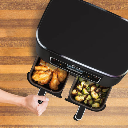 Restored Ninja DZ100 Foodi? 4in1, 8Qt., 2Basket Air Fryer with Dualzone? Technology (Black) (Refurbished)