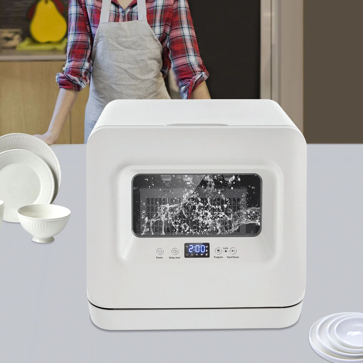 SHZICMY Portable Compact Countertop Mini Dishwasher with Water Tank Leak-Proof Air Dry