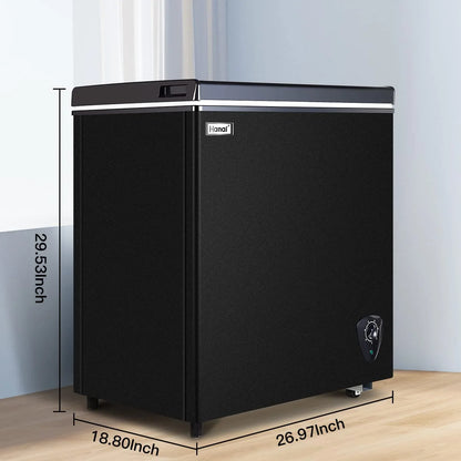 WANAI Chest Freezer 5.0 Cu Ft,Small Chest Freezer,Upright Single Door Refrigerator,Black
