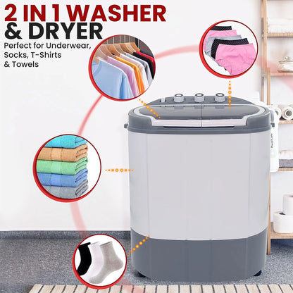 Open Box Pyle Pure Clean 110 Volt 2 in 1 Compact and Portable Washer and Dryer