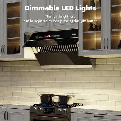 BRANO 30 inch Range Hood Stainless Steel Kitchen Hood, 900CFM, Voice/Gesture Sensing, Touch Control, Side-Draft Design