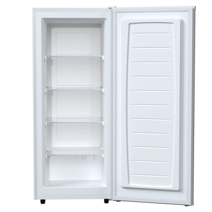Auseo 7 Cu. ft. Upright Freezer with 4 fixed grid shelves, Space Saving, Adjustable Temperature Controls, Garage Ready deep Freezer, Manual Defrost, White