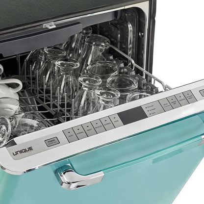 Unique Appliances Classic Retro 24" Built-in Dishwasher with Stainless Steel Tub and LED Lighting
