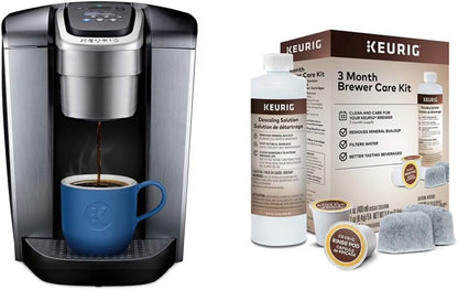 Keurig K-Elite Coffee Maker, Single Serve K-Cup Pod Coffee Brewer, With Iced Coffee Capability & 3-Month Brewer Maintenance Kit Includes Descaling Solution, Water Filter Cartridges & Rinse Pods