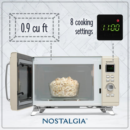 Nostalgia Mid-Century Retro 0.9 Cu. Ft. 900-Watt Microwave Oven, Black