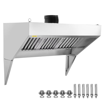 BENTISM Commercial Exhaust Hood 4ft Food Truck Hood Exhaust 201 Stainless Steel