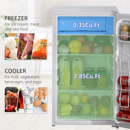 Harper & Bright Designs Double Door Mini Fridge with Freezer, 3.2 Cu.Ft Compact Refrigerator with Adjustable Shelf, Adjustable Thermostat and Reversible Door for Bedroom, Dorm, Home Office, White