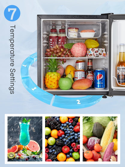 FOHERE 1.6 Cu. Ft Refrigerator with Top Freezer, Single Door, 46L Capacity, Black