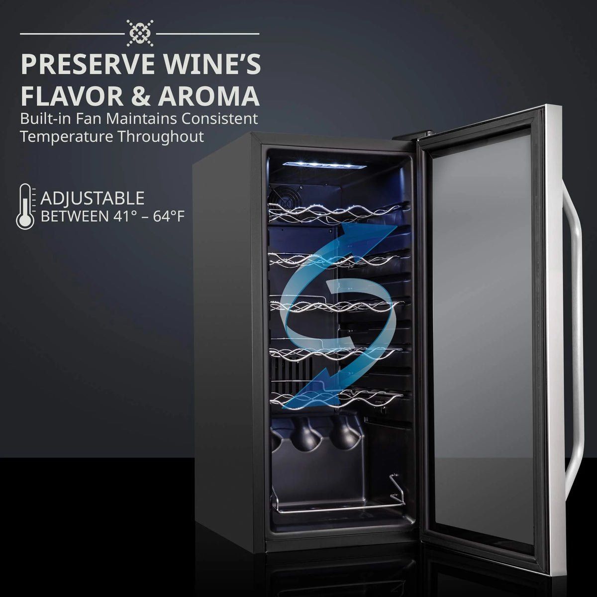 Ivation 18 Bottle Compressor Wine Refrigerator, Freestanding Wine Cooler with Lock, Stainless Steel