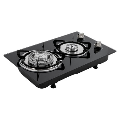 2 Burner Modern Gas Cooktop Gas Stove Top with 2 Burner Black 20.47*12.6 in