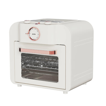 Aria 16QT Retro Compact Multifunctional Air Fryer Toaster Oven with Accessories  - Pearl