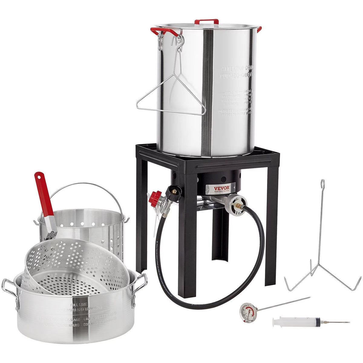 Masterbuilt 30QT Aluminum Turkey Deep Fryer Kit with High-Pressure Burner for Outdoor Use, Includes Poultry Rack and Thermometer