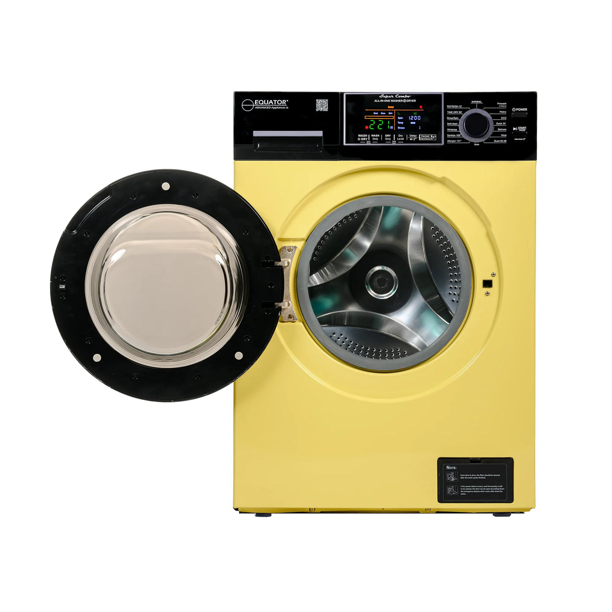 Equator Ver3 Combo Washer Vented/Ventless Dry-1400RPM Color Coded Display Y/B