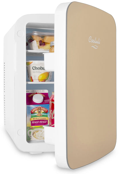 Cooluli Infinity Black 15 Liter Compact Portable Cooler Warmer Mini Fridge for Bedroom, Office, Dorm, Car - Great for Skincare & Cosmetics (110-240V/12V)