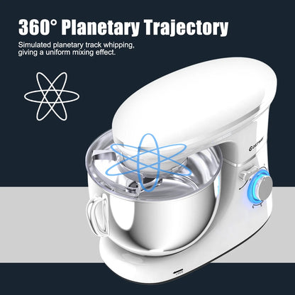 Costway 6.3 QT Tilt-Head Food Stand Mixer 6 Speed 660W wIth Dough Hook, Whisk & Beater Black