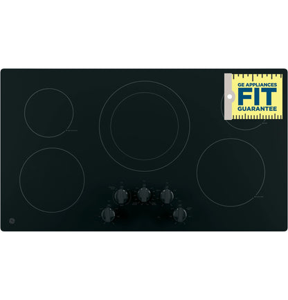 GE® 36" Built-In Knob Control Elec Cooktop 5 radiant elements, Power Boil Dual-Ring model JP3036DLBB