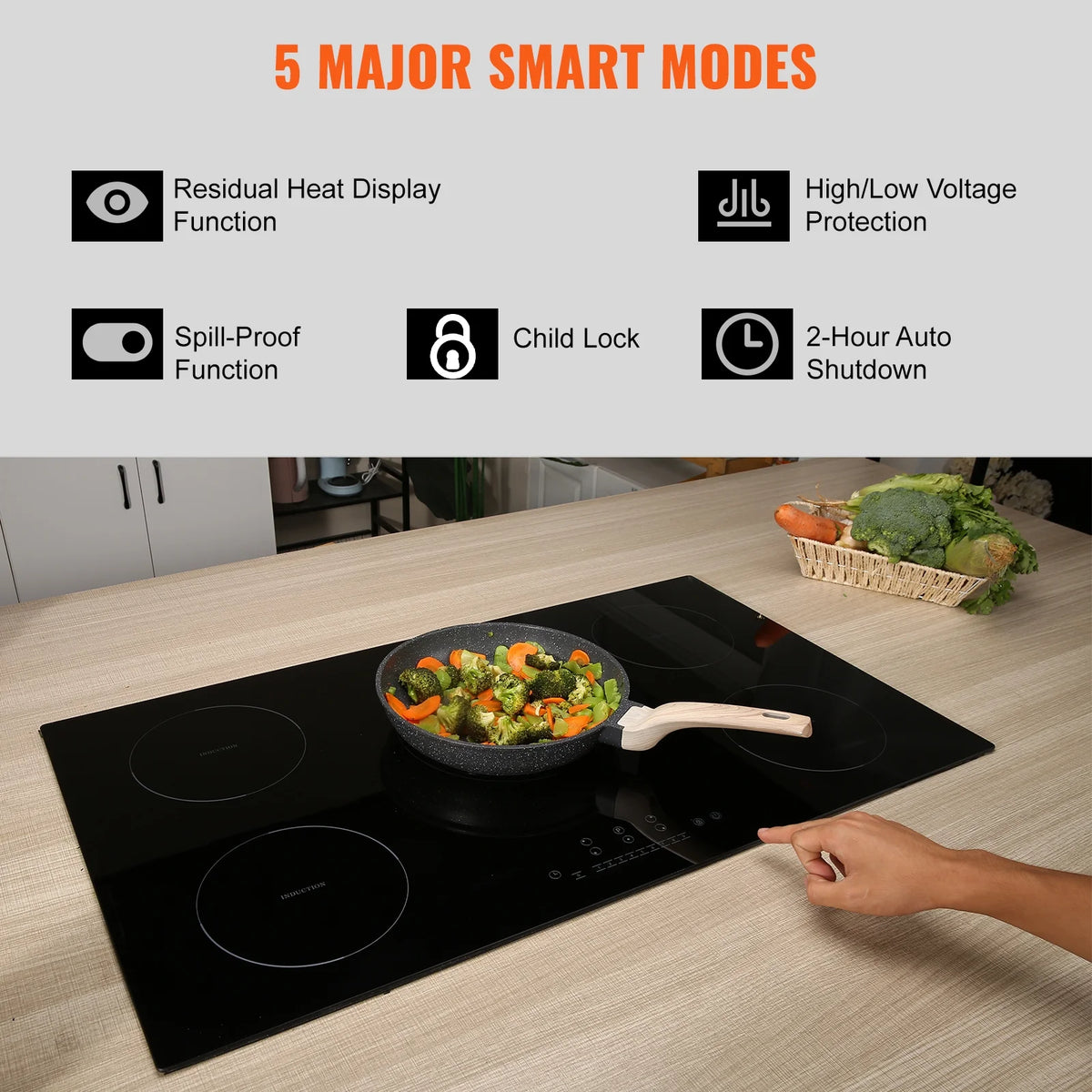BENTISM 12 inch Electric Cooktop 2 Burners 1800W Stove Top Touch Control