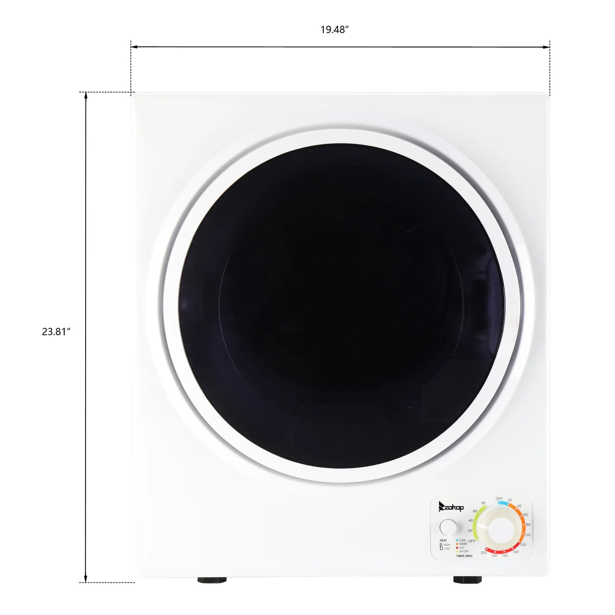 GYM25-78 Compact Portable Household clothes Dryer 1.6cuft with Stainless Steel Drum Black and White 120V MECHANICAL Control ETL Certification
