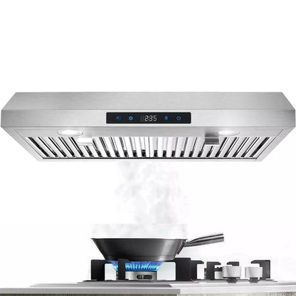 Under Cabinet Range Hood 30 inch Stainless Steel Kitchen Hood 600 CFM Stove Filter Touch Control LED Lights