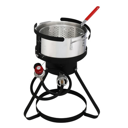 Zimtown 30QT Fish Fryer Turkey Fryer Outdoor Fryer 4 Piece Set Propane Boil Fryer Outdoor Cooking 54000BTU