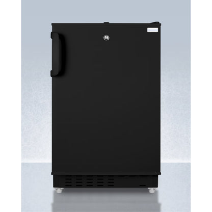 20" wide built-in undercounter ADA compliant refrigerator-freezer in black with a front lock