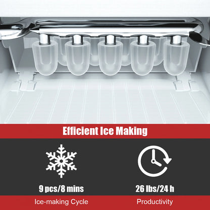 Costway Portable Ice Maker Machine Countertop 26Lbs/24H Self-cleaning w/ Scoop Green