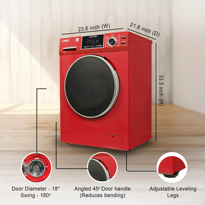 Equator All-in-One Washer Dryer VENTLESS/VENTED PET cycle 1.62cf/15lbs 110V in Merlot