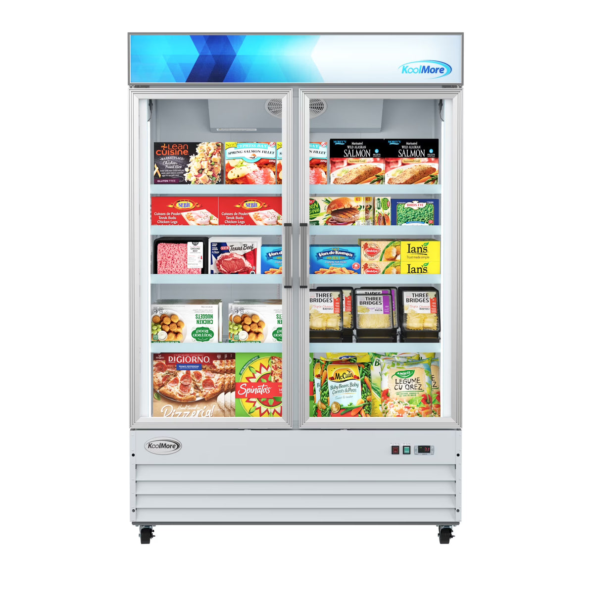 53 in. 2-Door Commercial Display Merchandiser Freezer 45 cu. ft. in White (MDF-2GD-45C-WH)