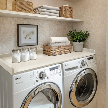 Kaboon Washer Dryer Countertop with Edge Rails, 27.5" x 54", Light Walnut