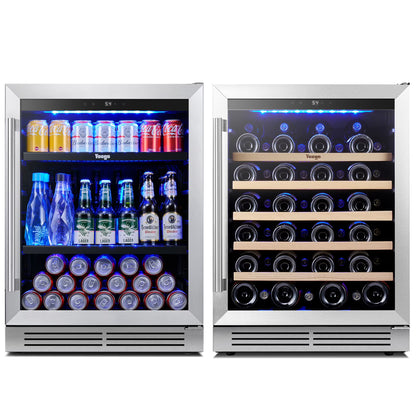 Yeego 30" Wine and Beverage Refrigerator,Two 15" Wine and Beverage Cooler Under Counter or Freestanding, Hold 33 Bottles and 80 Cans(Two Pack)