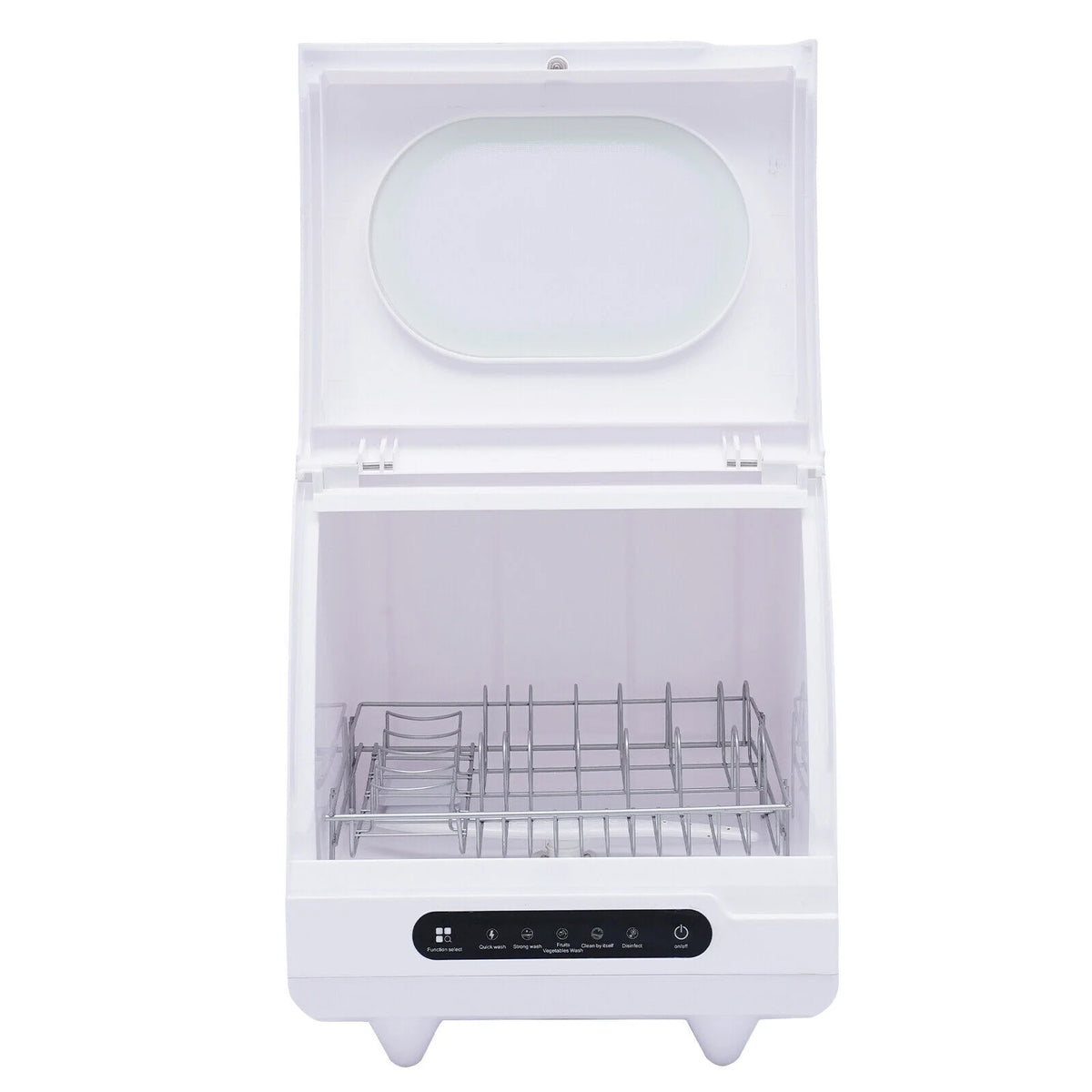 FETCOI Countertop Dishwasher, Compact Countertop 360Streak-Free Deep Cleaning Dishwasher Tableware Dishwashing 5 Washing Programs Automatic Portable Dish Washing Machine with Dish Rack White