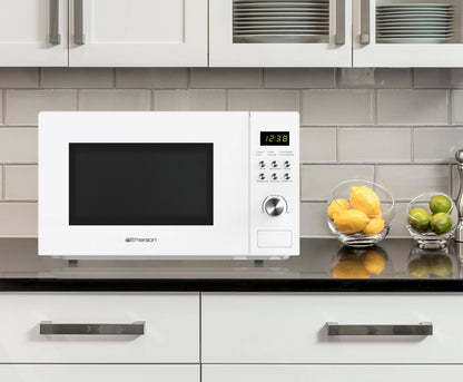 Emerson 1.1 Cu Ft, 1000W White Countertop Microwave Oven, MW1101W