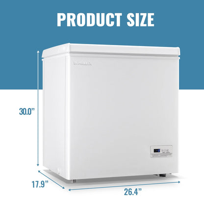 DEMULLER Chest Freezer 5.0 Cu. ft Removable Stainless Steel Basket Mini Freezer White YX-110