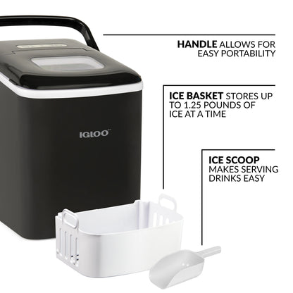 Igloo Handled Automatic Ice Machine Self Cleaning Countertop Ice Maker with Scoop, Aqua