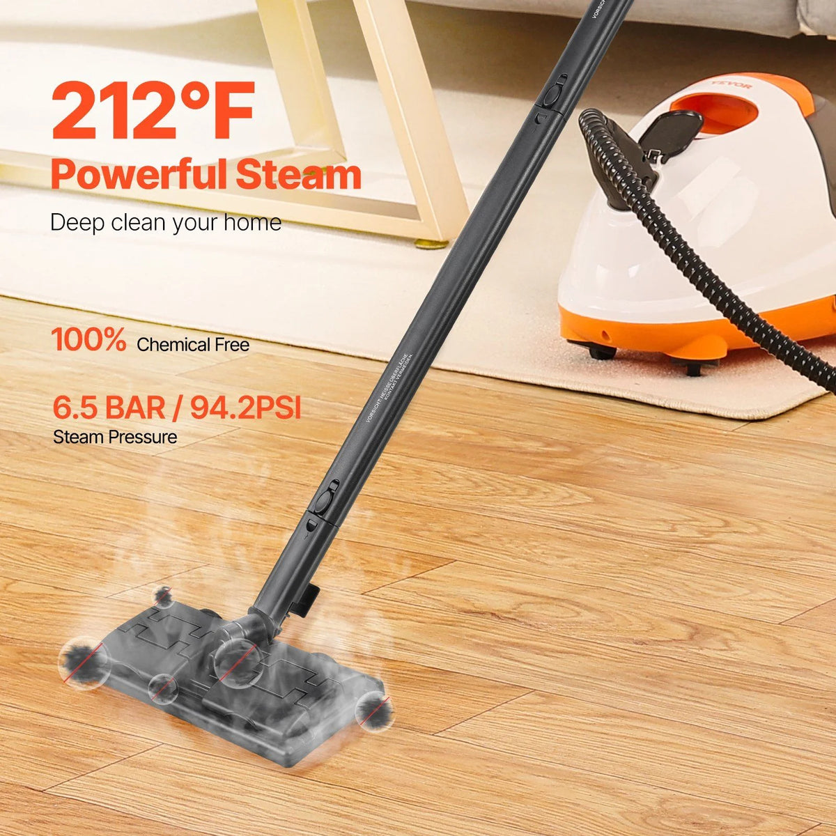 2000W Heavy Duty Steam Cleaner Multipurpose, 51oz Large Tank with 27 Attachments for Floors, Carpets, Cars, Windows - Powerful Household Steamer