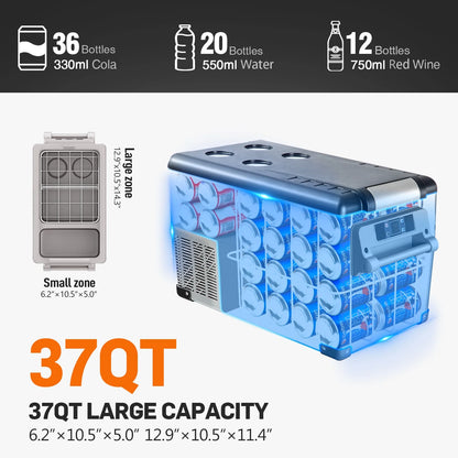 EUHOMY 12 Volt 46QT Car Refrigerator with Bluetooth APP Control, 12/24V DC & 110V AC, Portable Freezer Fridge Cooler for Car, RV, Camping, Home Use