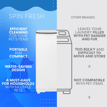 Pet Forge Spin Fresh Portable Pet Washing Machine, Fully Automatic 8 lb Capacity Top Load Washer